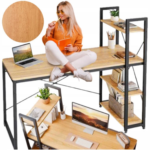 Počítačový Stůl Loft Černý S Kovovým Regálem Policovým Pro Hraní Her Školní