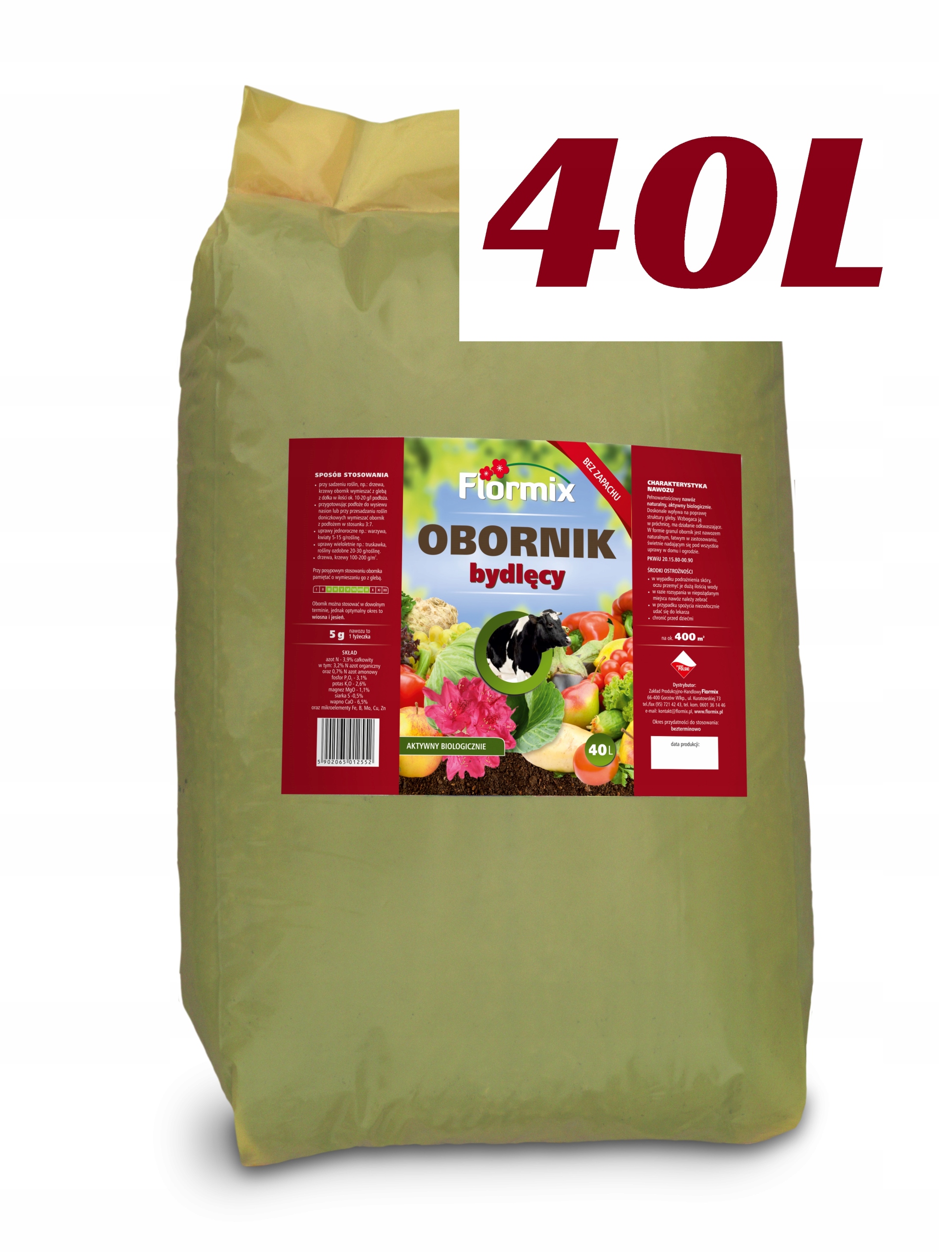 

Obornik bydlęcy 40L granulowany organiczny natural