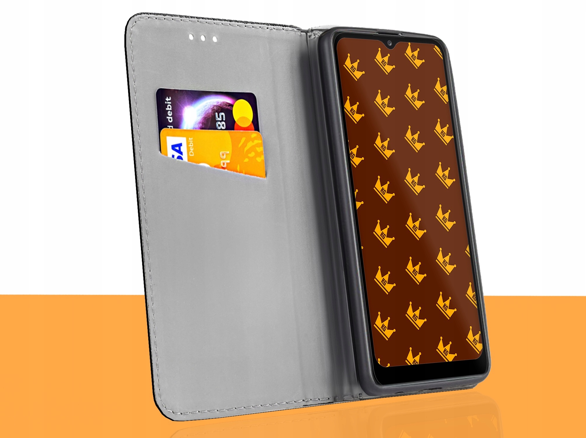 ETUI Z KLAPKĄ DO SAMSUNG GALAXY A20E CZARNE ZAMYKANE MAGNETYCZNE + SZKŁO 9H Dedykowany model GALAXY A20E
