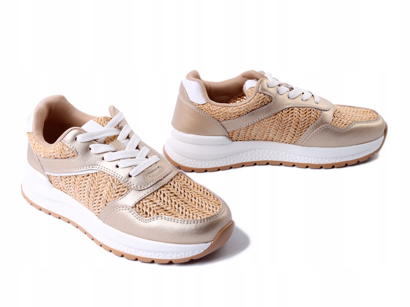 Artiker Sneakersy Półbuty Beżowo Złote Skórzane 1042 r.38