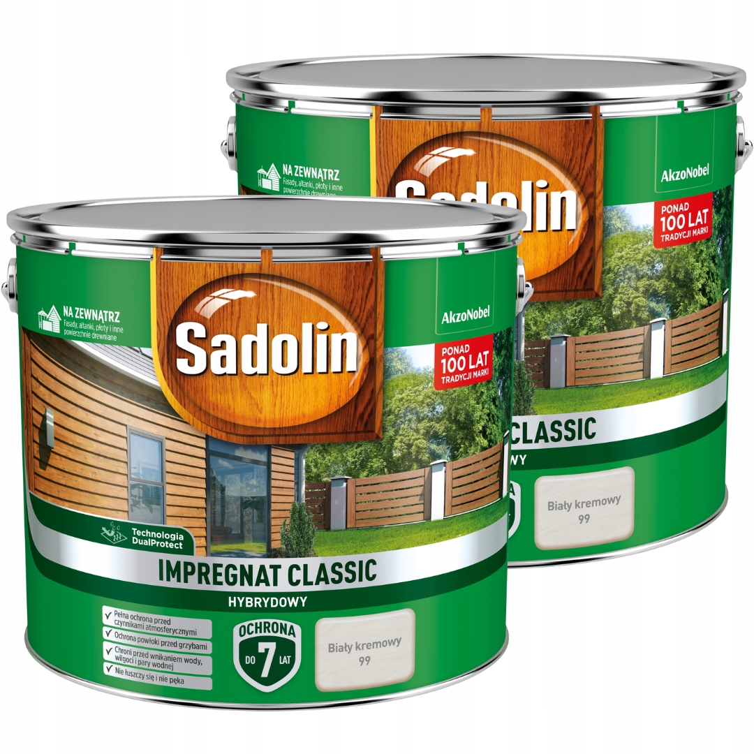 Sadolin Klasický Ochranný Impregnát Na Dřevo 18 L Bílý Krémový Sada 2X9 L