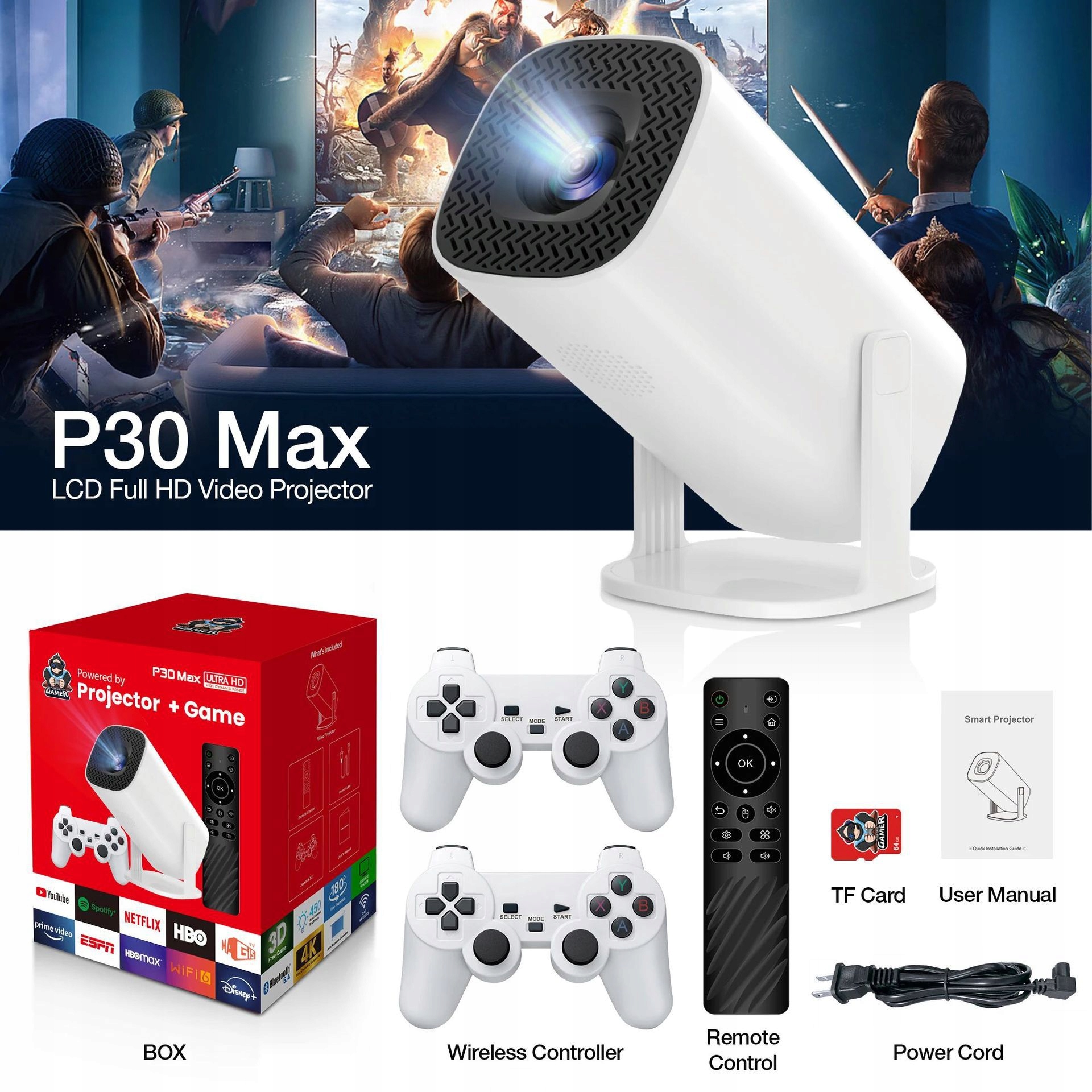 Mini projektor wifi android full HD1080p automatické zaostrovanie bluetooth diaľkové ovládanie