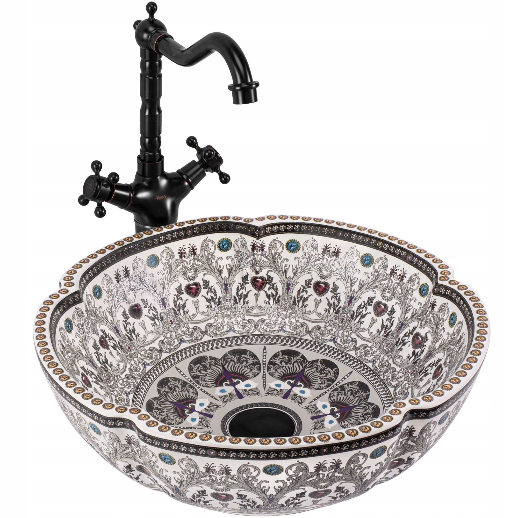 Umyvadlo na desku s motivem Rea Asanti Orientální barevné