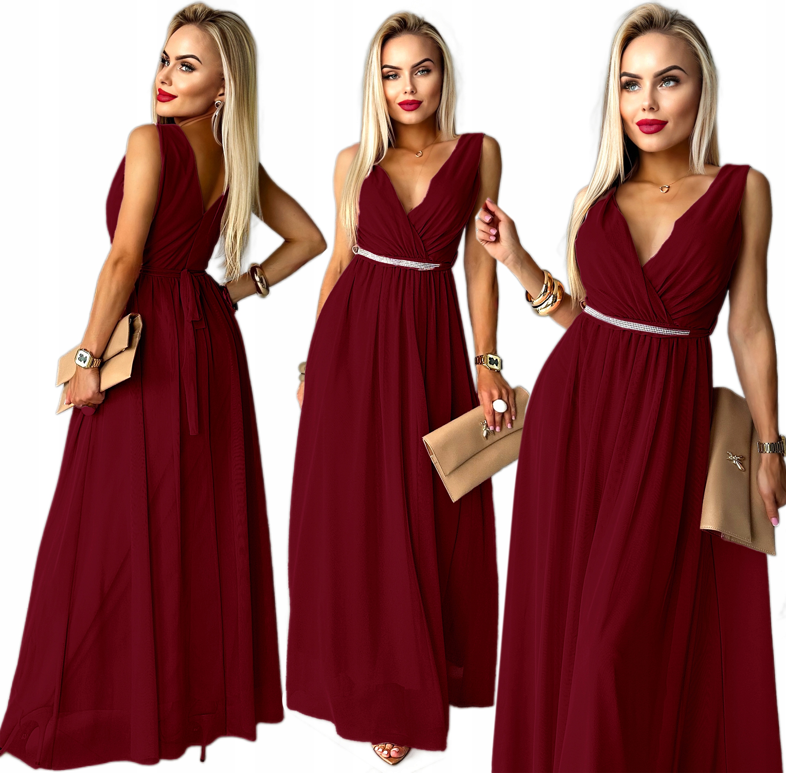 Wizytowa Sukienka Damska rozkloszowana szyfon brokat na wesele Galia