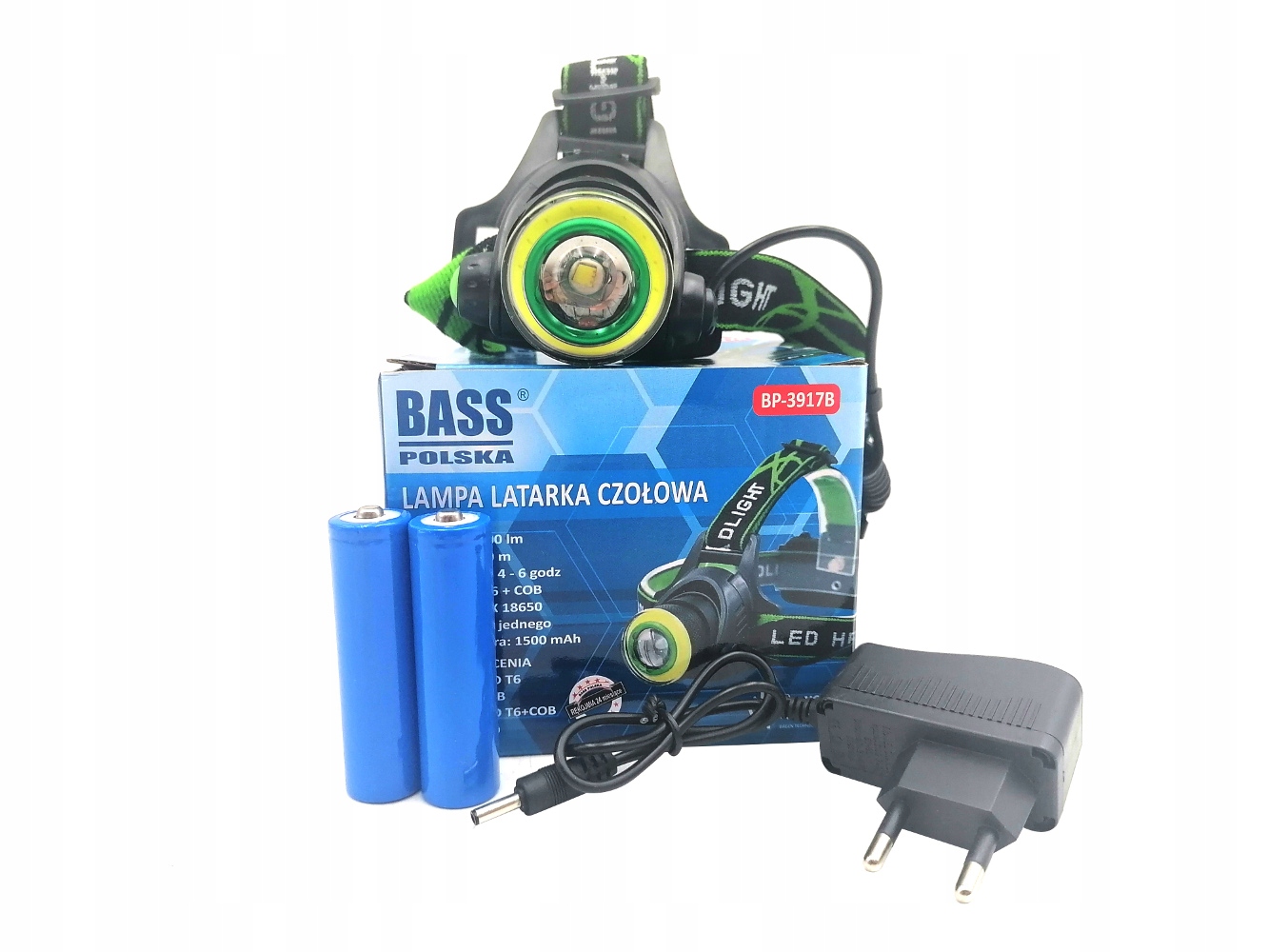 LATARKA CZOŁOWA CZOŁÓWKA LAMPA REFLEKTOR LED T6 + Marka Bass Polska