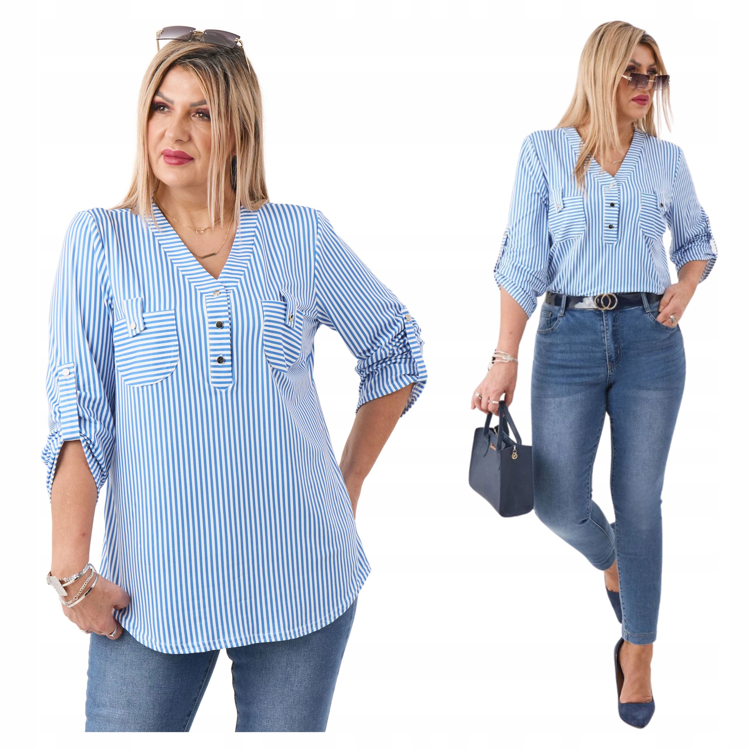 Bluzka damska w paski Polski Producent duże rozmiary z wiskozy