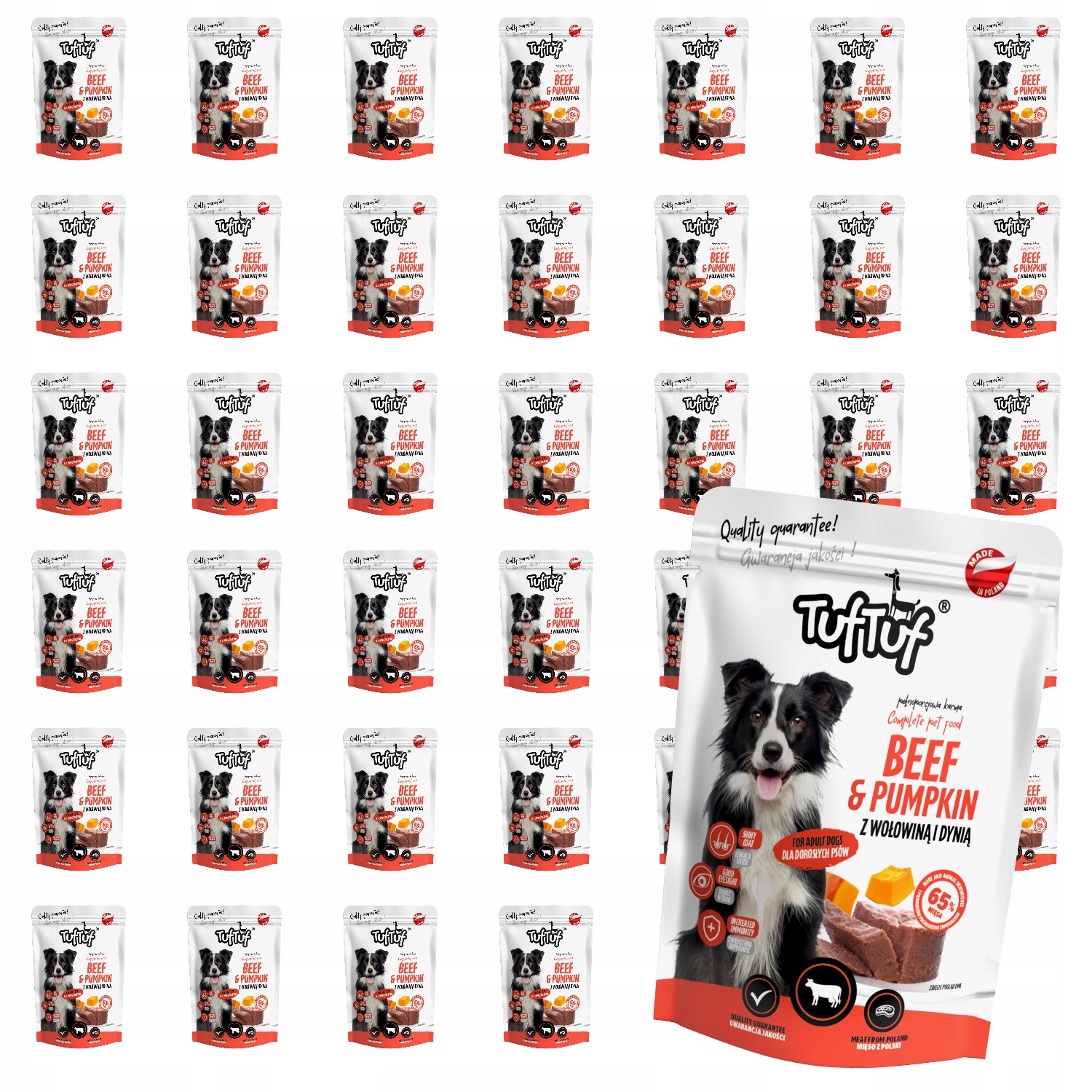 Levně Vlhké Krmivo Pro Psa TufTuf Sáček Mleté Hovězí Dýně 40x300G