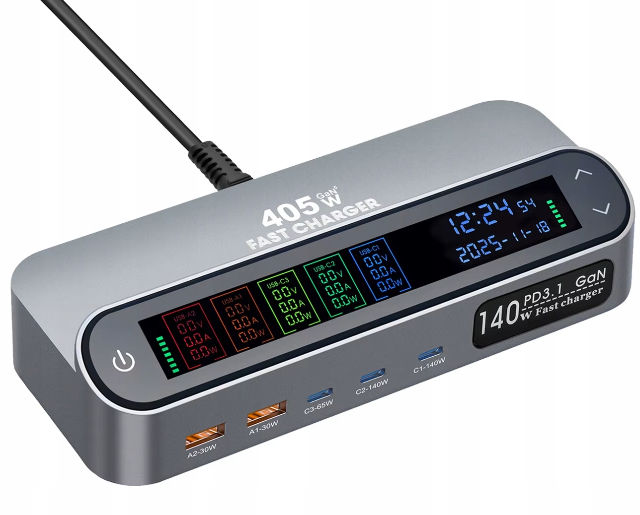 Superrychlá Nabíječka Pd 3.1 GaN 405W 5 Portů Usb-c/a Notebooky Telefony Hub