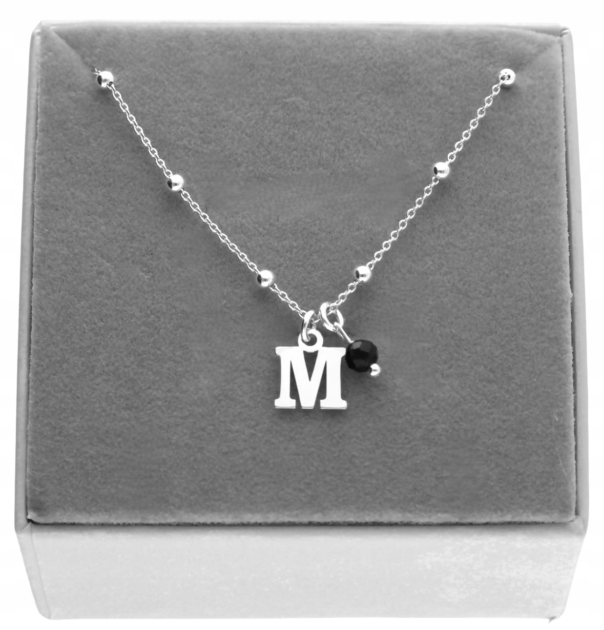 Stříbrný náhrdelník s písmenem M nebo jiným turmalínem Přírodní Kámen 40 cm