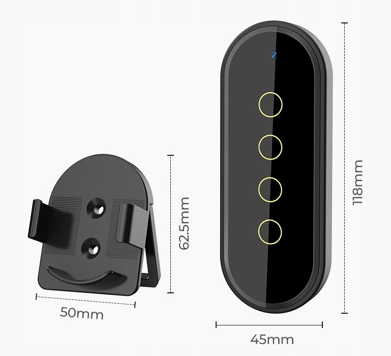 Dotykowy pilot ZigBee TUYA 4 kanały 12 scen czarny Seria Tuya