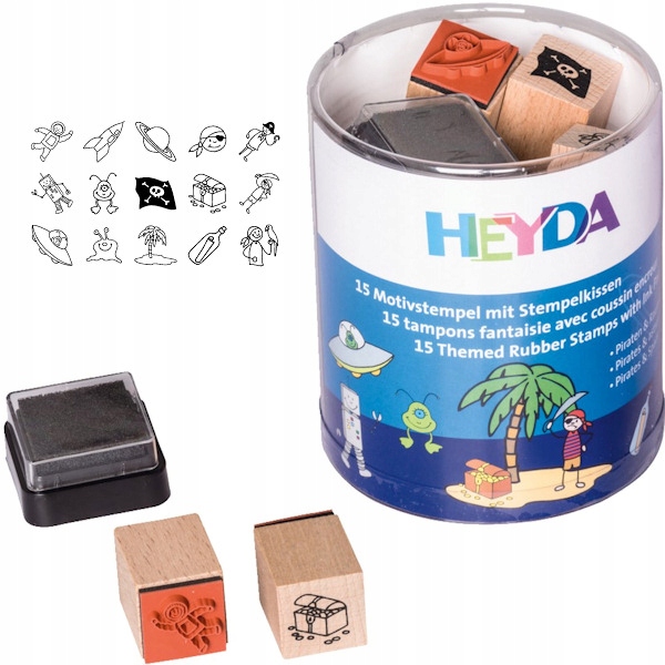 PIRACI STEMPLE dla dzieci ZESTAW 15 elementów i PODUSZKA artystyczne ŁADNE