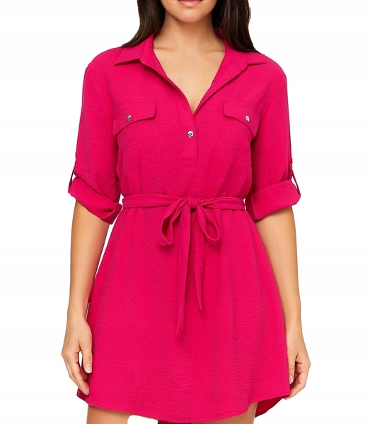 Šaty rtěnka basic tunika midi plus size Maribel 50