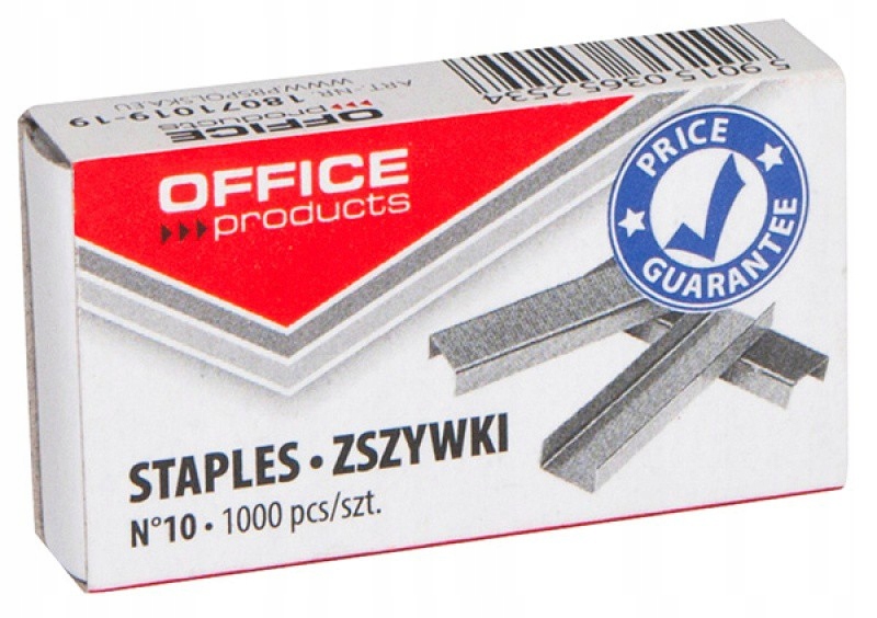 Zszywki 10/5 standardowe mocne Office Products srebrne twarde 1000 sztuk