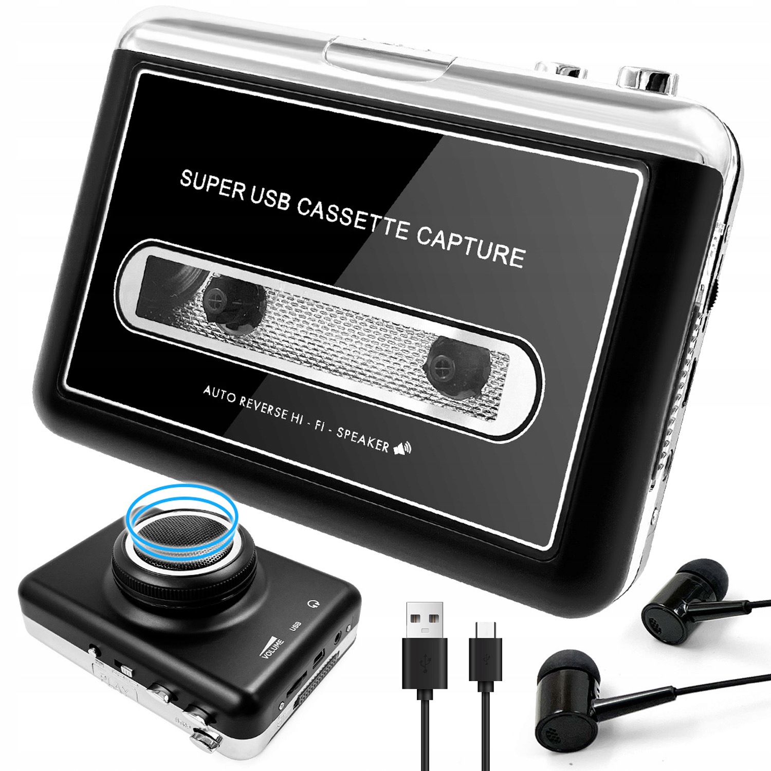 Kazetový Přehrávač Walkman Rádio Přenosný Usb Konvertor Pásky Na MP3
