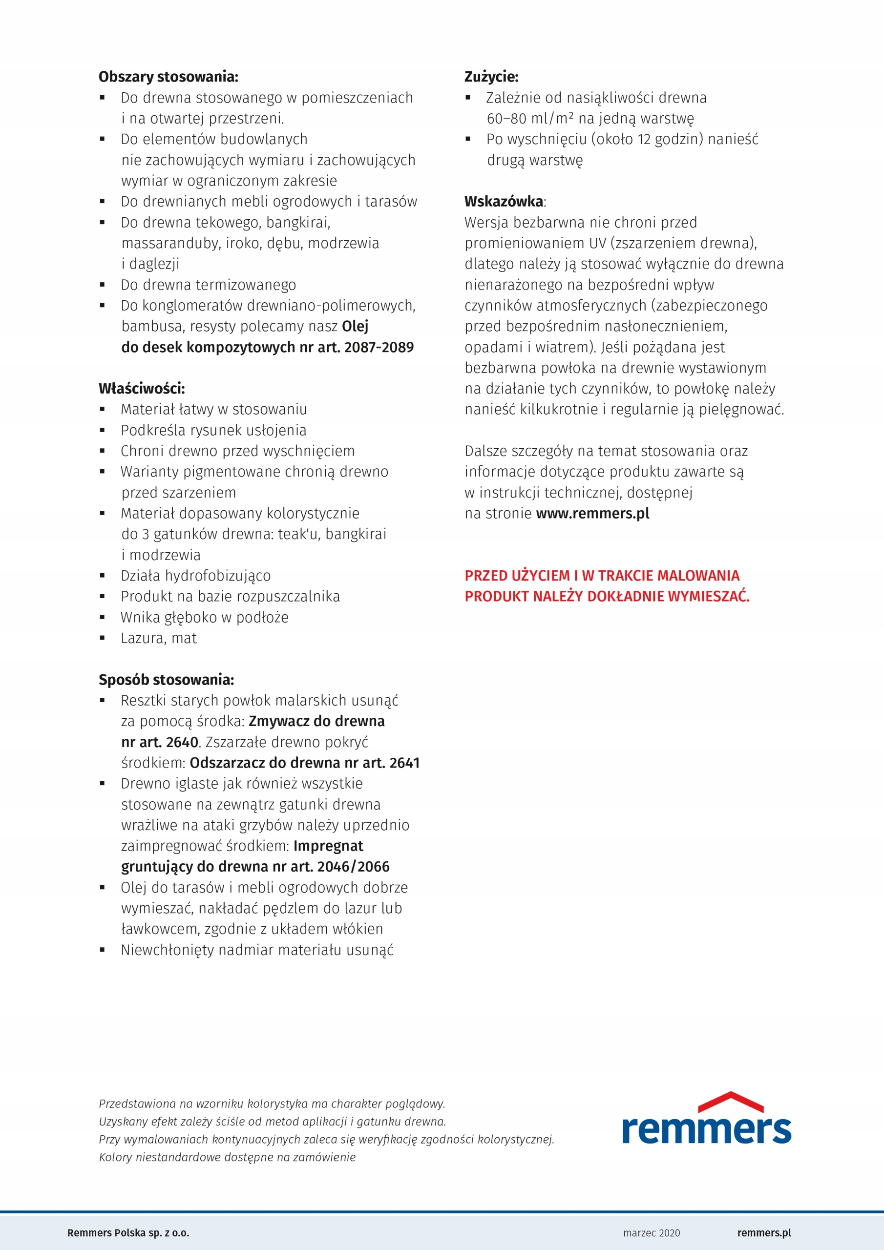 OLEJ DO TARASÓW REMMERS 5L BEZBARWNY Kod producenta 4004707055130