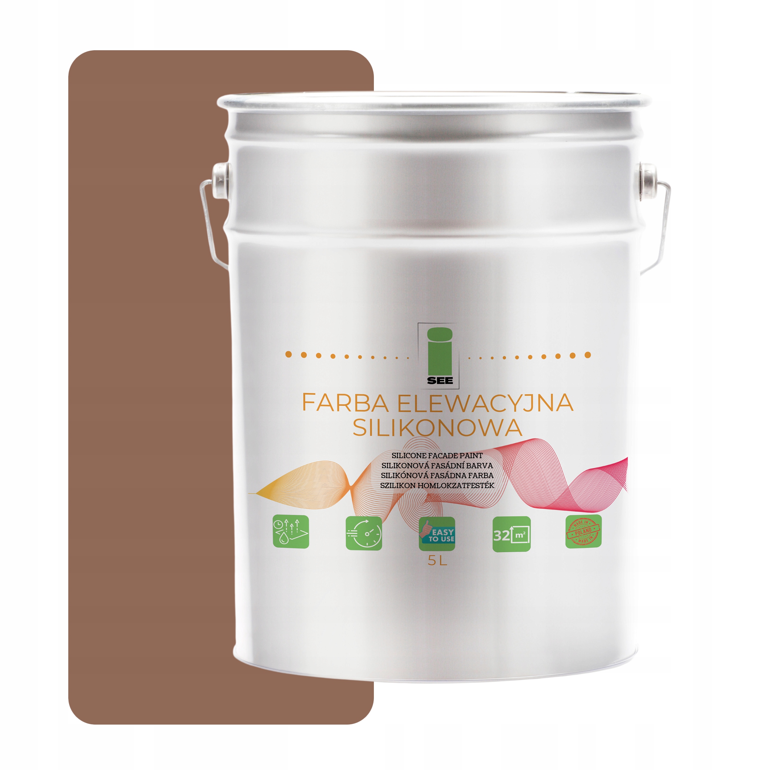 Fasádna Silikónová Fasádna Farba Hnedá Bledá 5 L Paropriepustná