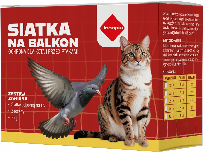 Set Síťka Na Balkon Pro Kočky Holuby 8x2 m, Očko 50 mm, Bez Vrtání