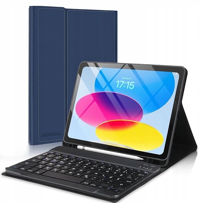 Pouzdro A Klávesnice Pro Tablet Ipad 10 Klávesnice Azerty Pouzdro Tmavě Modré