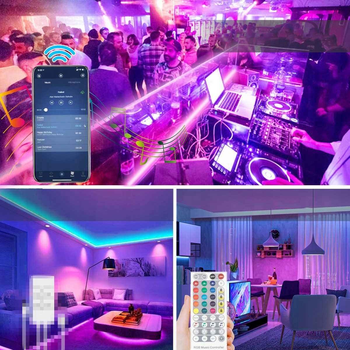 TAŚMA LED RGB Z PILOTEM WiFi BLUETOOTH IP20 5m Długość 5 m