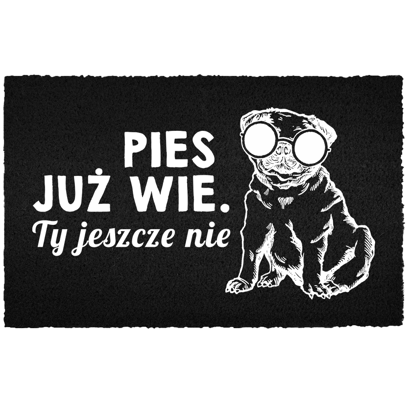 Vstupní Rohožka Černá Kokosová S Humorem, Pes To Už Ví, Ještě Ne
