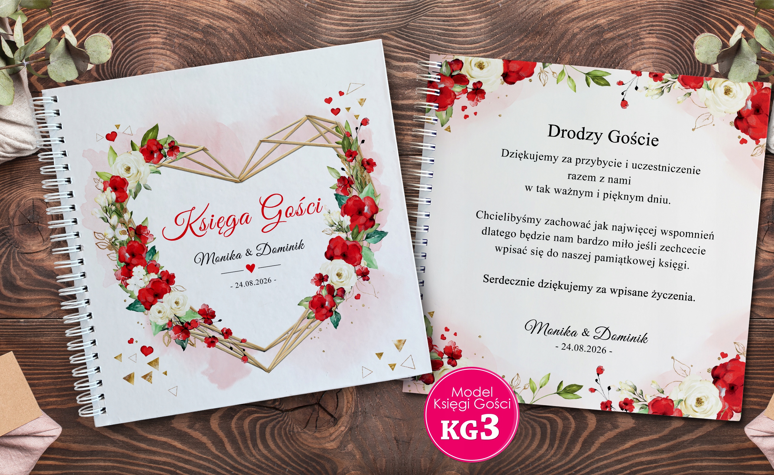 KSIĘGA GOŚCI NA WESELE ŚLUB PERSONALIZOWANA Rodzaj księgi