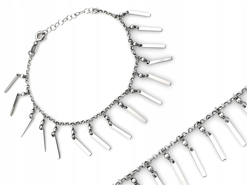 Stříbrný náramek pro ženu 925 s efektními závěsnými Plechy r18