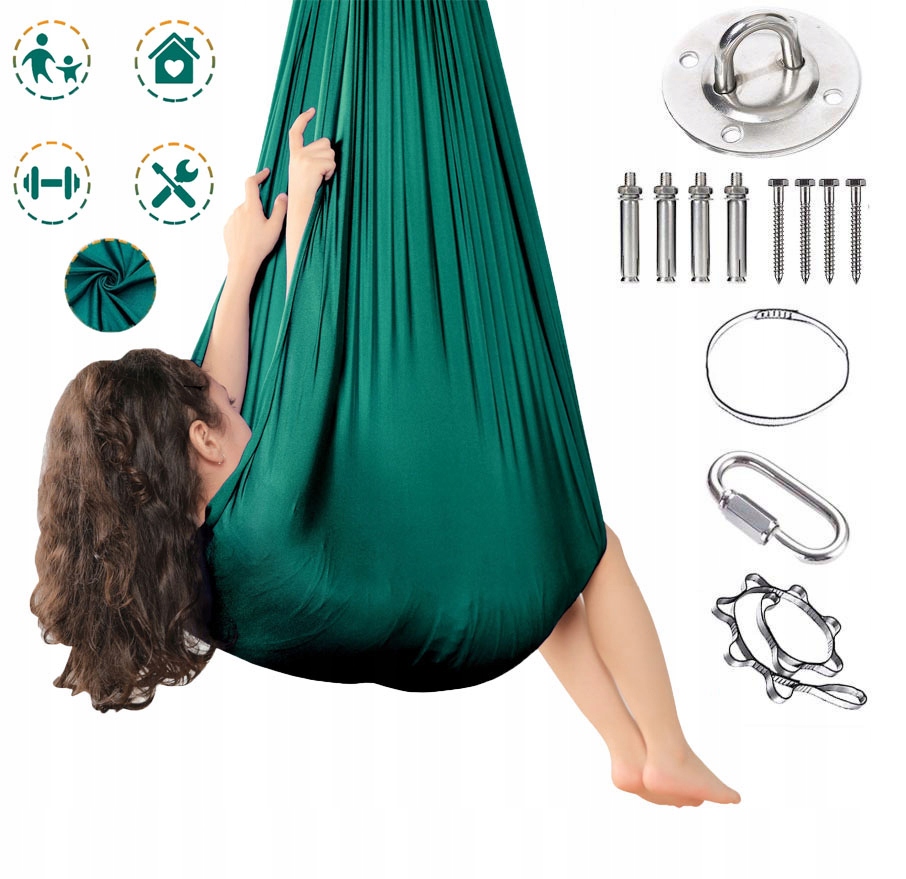 Hamak Chusta Akrobatyczna Dla Dzieci 2.8x1.5m Huśtawka Sensoryczna Bujak