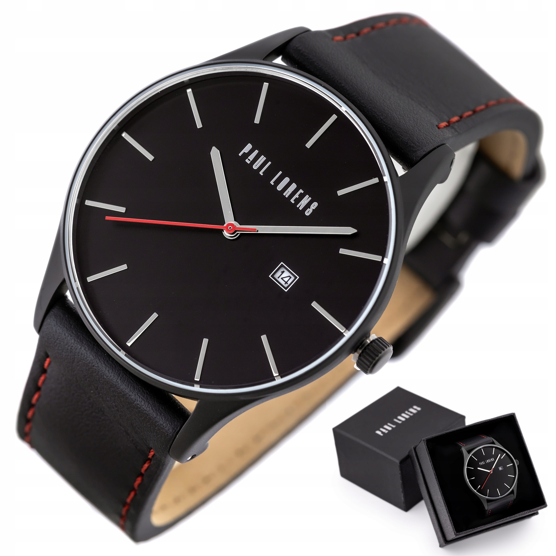 Zegarek Męski Paul Lorens Kronos datownik skórzany +box +grawer
