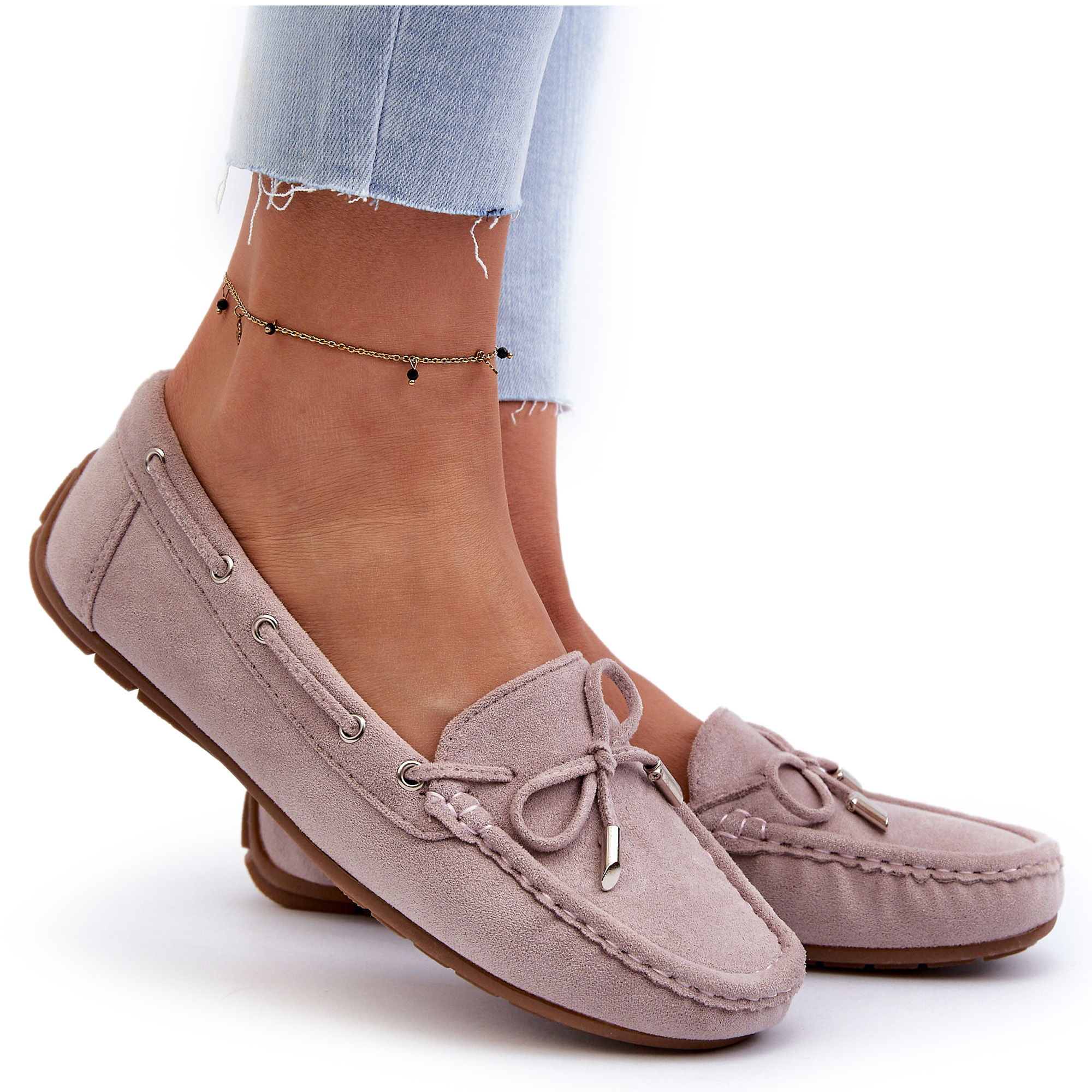 MOKASYNY DAMSKIE ZAMSZOWE FIOLETOWE 38