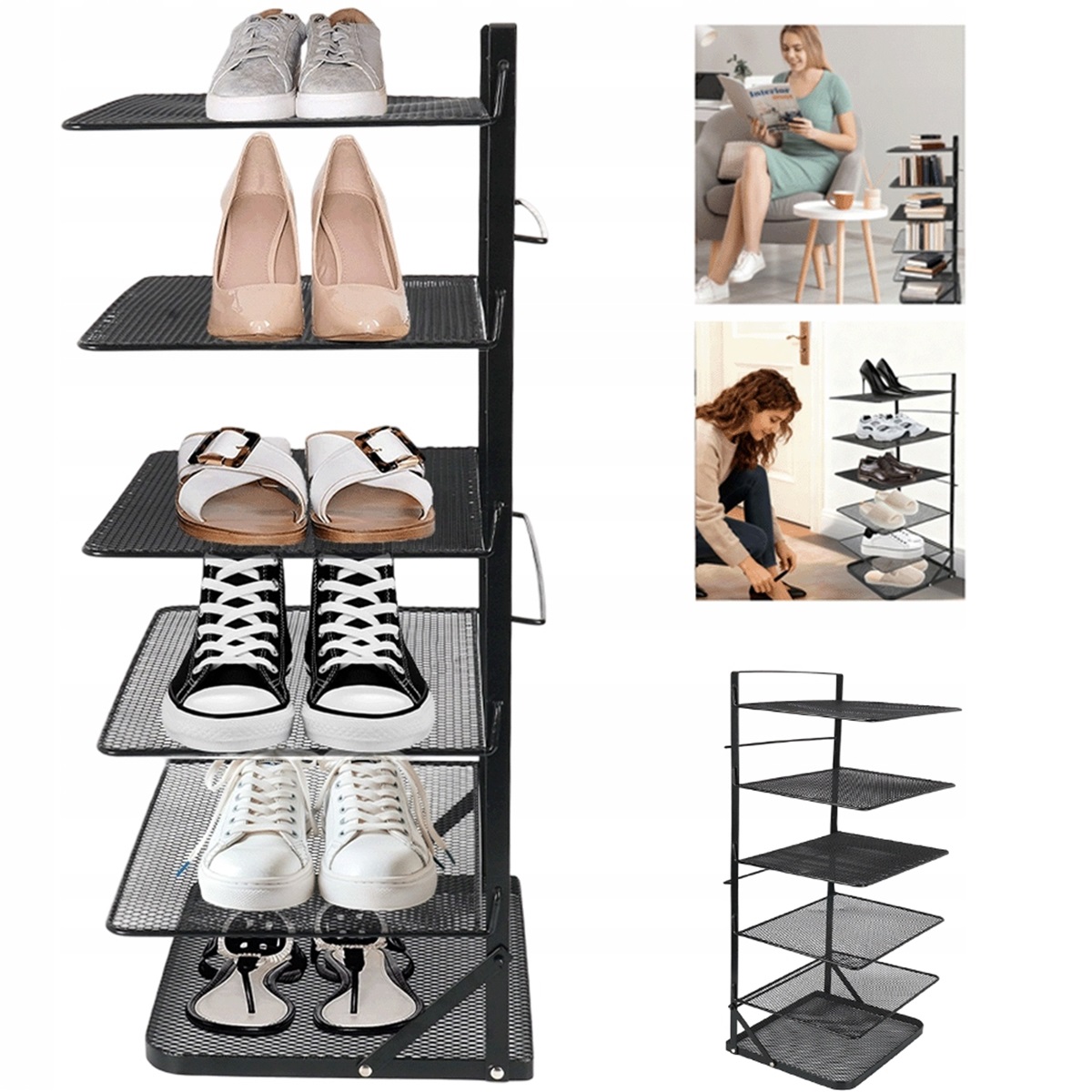 Vertikální Stojan 6-VRSTVÝ Kovový Na Boty A Knihy Do Ložnice