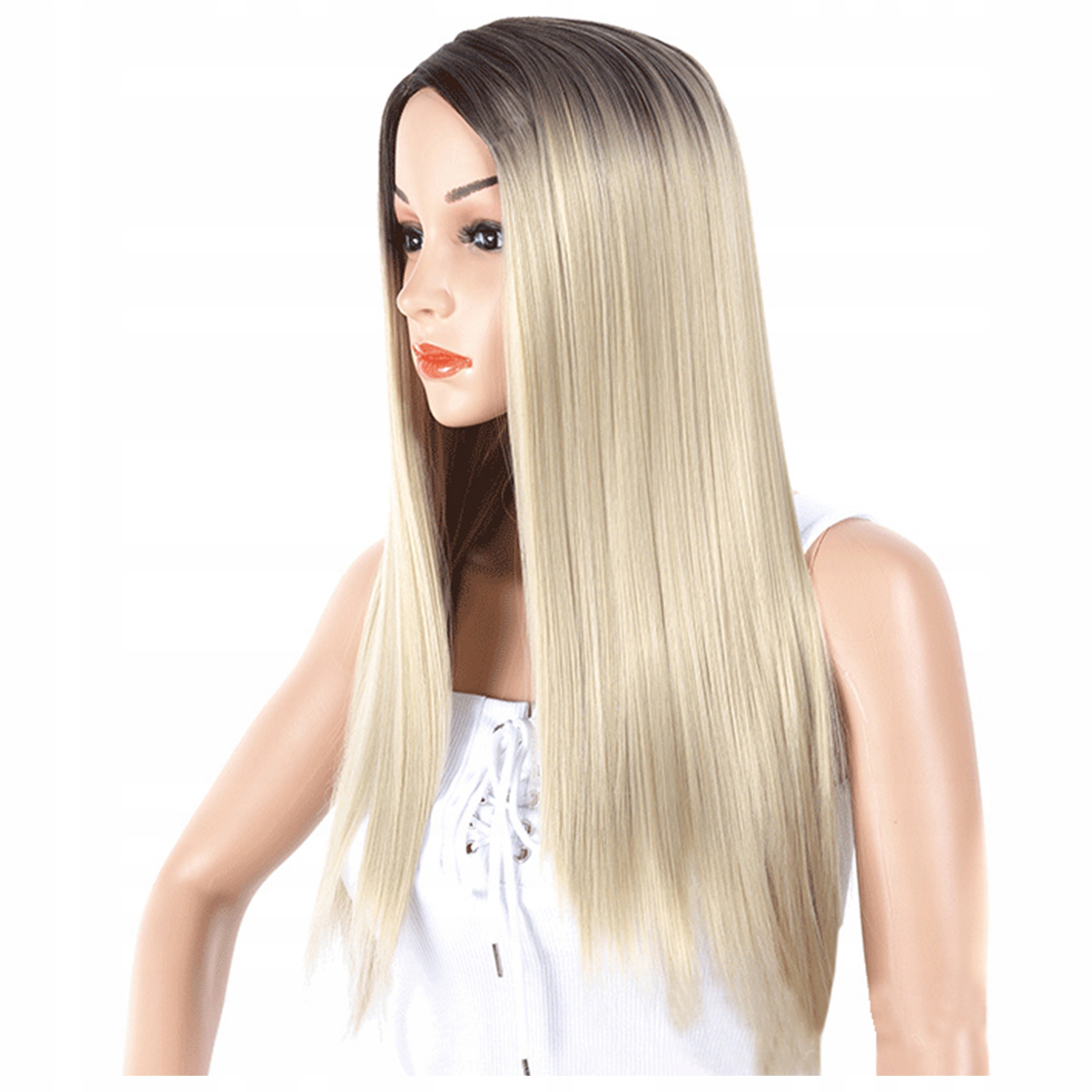 

Peruka długie proste Włosy ombre jasny Blond