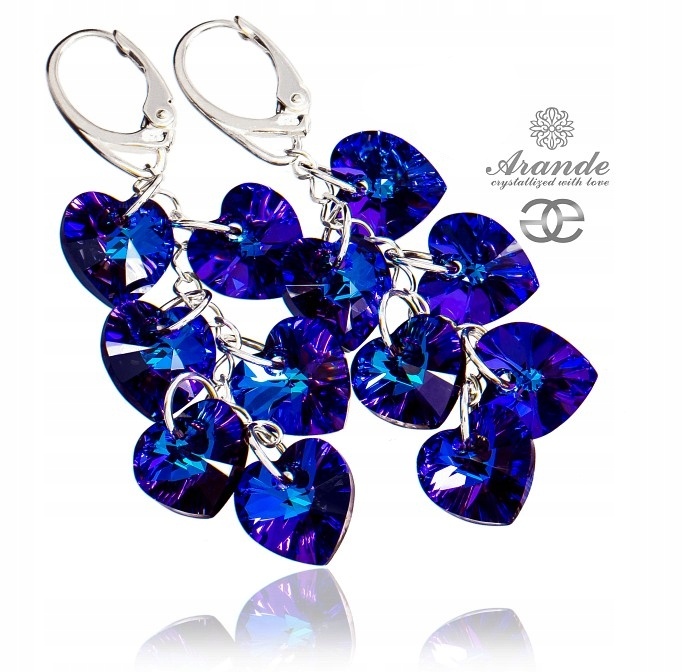 Křišťálové dlouhé Náušnice Helio Stříbro Arande