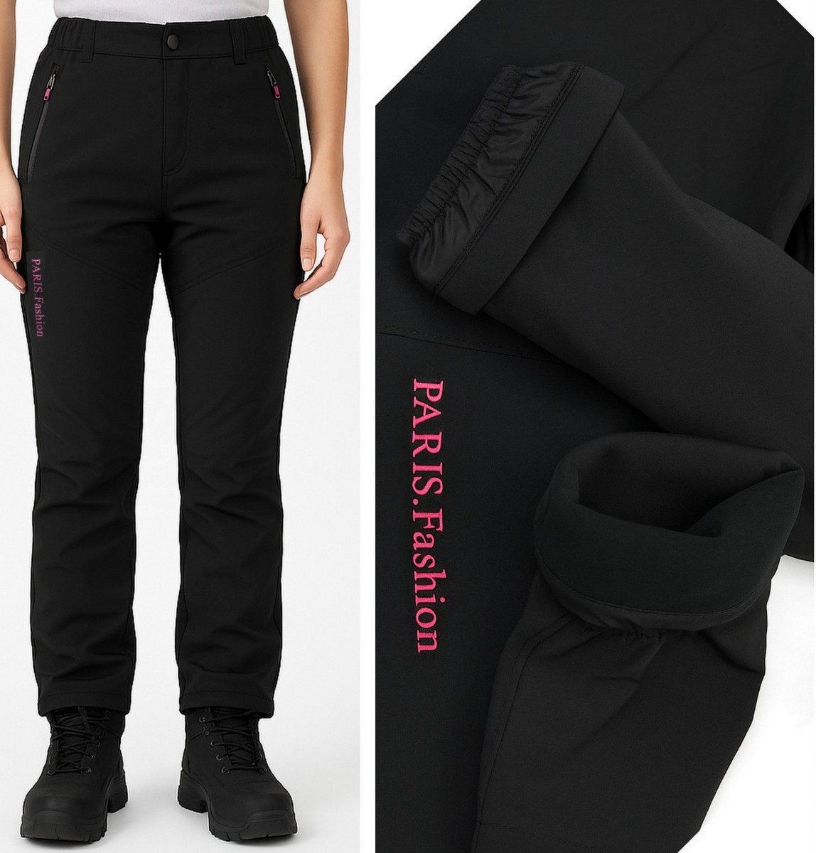 Hold Hands Zimowe Spodnie Ocieplane Softshell Czarne (M L XL XXL 3XL) XXL