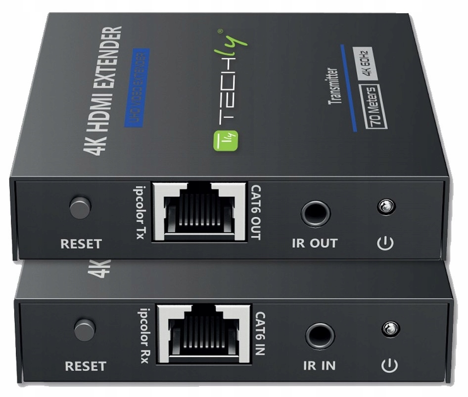 Extender Techly HDMI 4K*60Hz Cat.6/6a/7 Zero Latecy IR do 70m