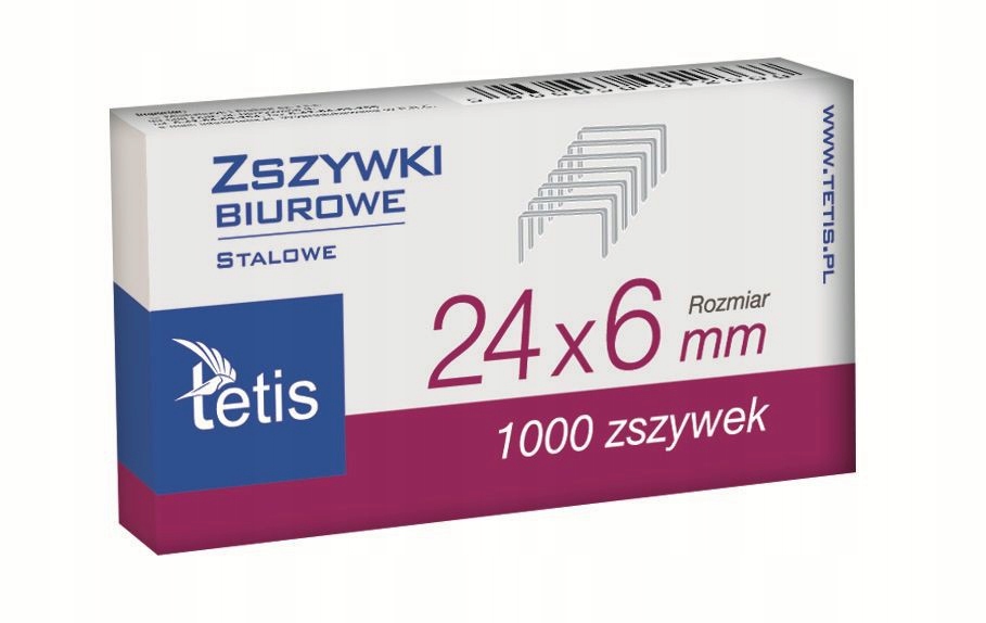 ZSZYWKI TETIS 24/6 STALOWE, 1000 SZTUK