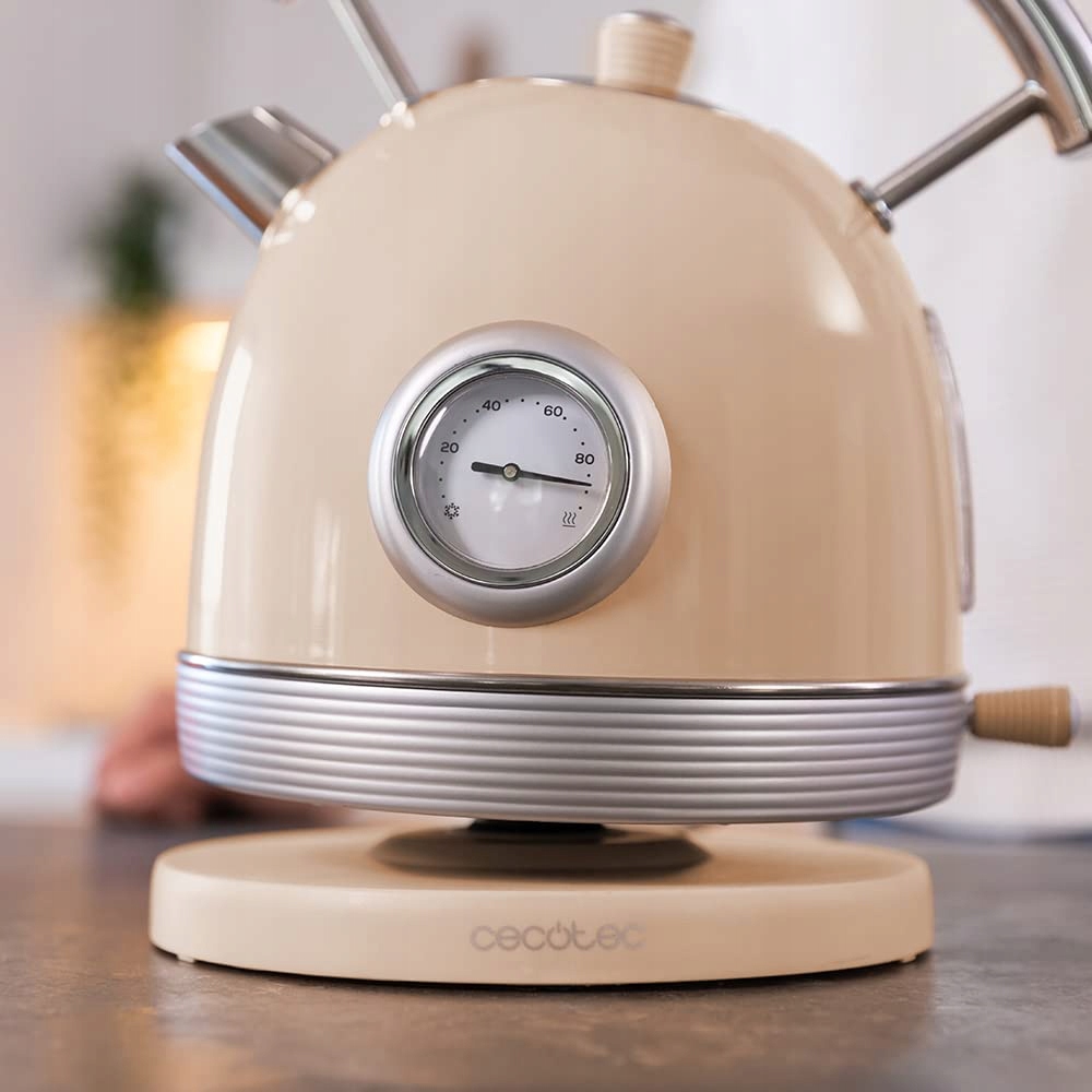 CECOTEC Czajnik Elektryczny 1,8L 2200W Stalowy Vintage Styl Beżowy — miniatura 2