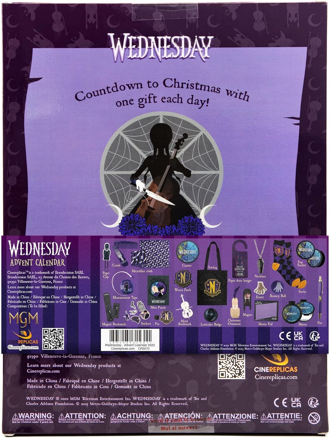 Адвент-календарь Cinereplicas Wednesday Nevermore, 24 сюрприза: украшения и канцелярия