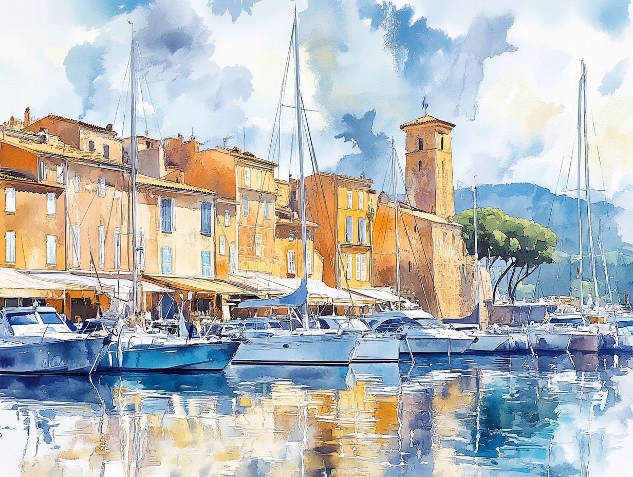 Obraz Na Plátně Canvas Azurové Pobřeží Saint Tropez Marina Jachty 100x75