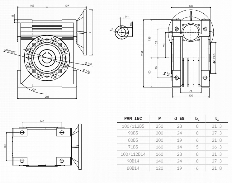 Motoreduktor przekładnia ślimakowa WMI/CMI 90 Marka Intec