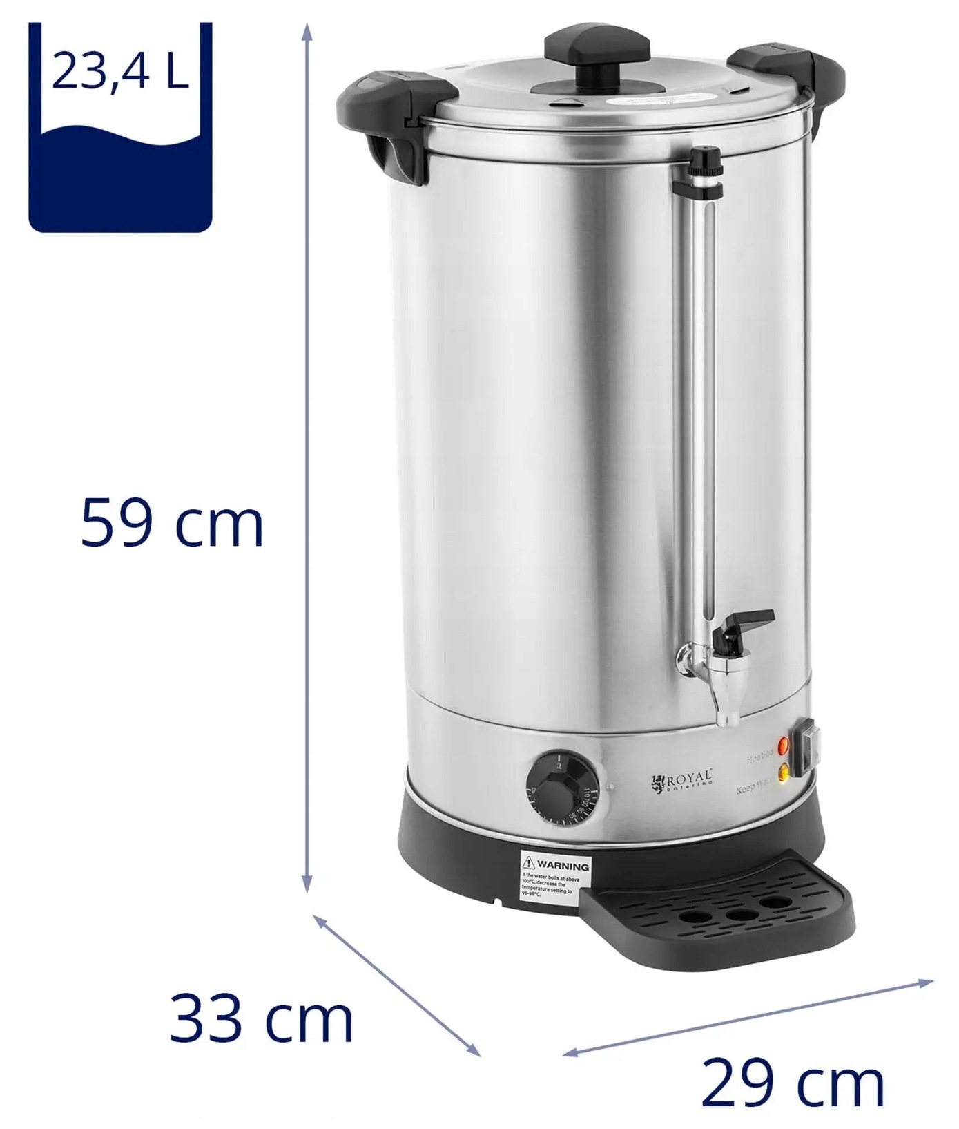 Warnik do wody 19.7l 2500W ociekacz srebrny Royal Catering RC-WBDW21