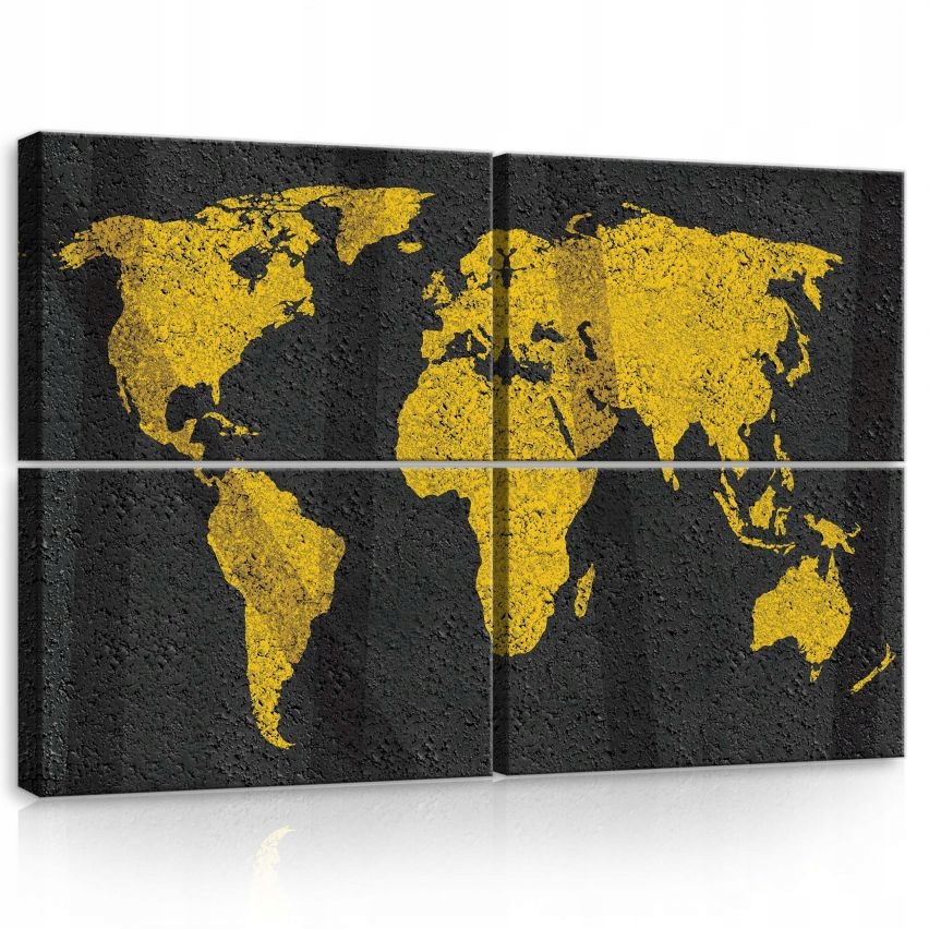 Obraz 120x80 Mapa sveta žltá čierna textúra asfalt cestovanie geografia