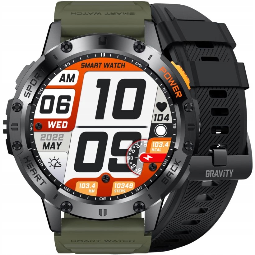 Pánsky Smartwatch Gravity GT22-5 Čierny S Sms Rozhovormi Baterka Sms Sada