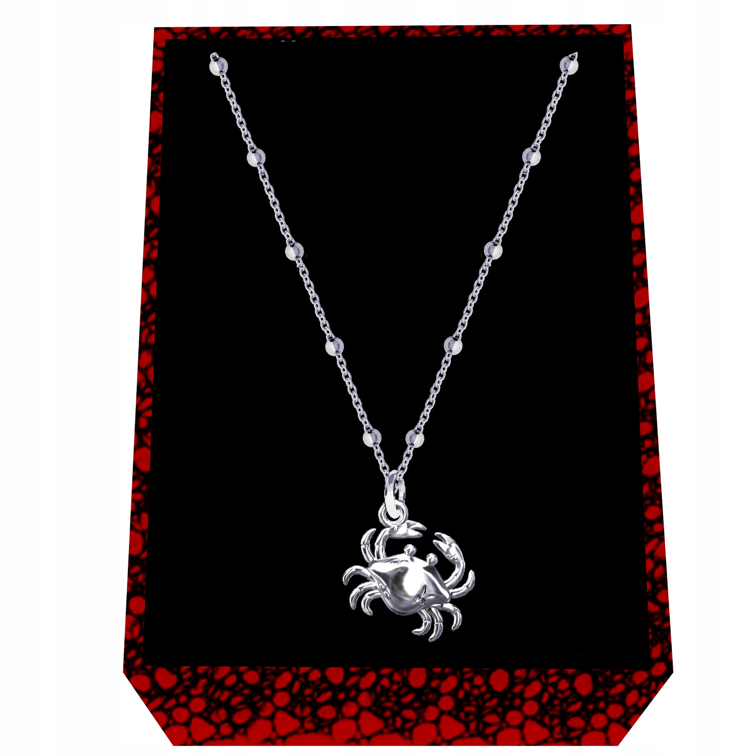 Krab Symbol osnovy a síly Stříbrný kuličkový náhrdelník stříbro 925