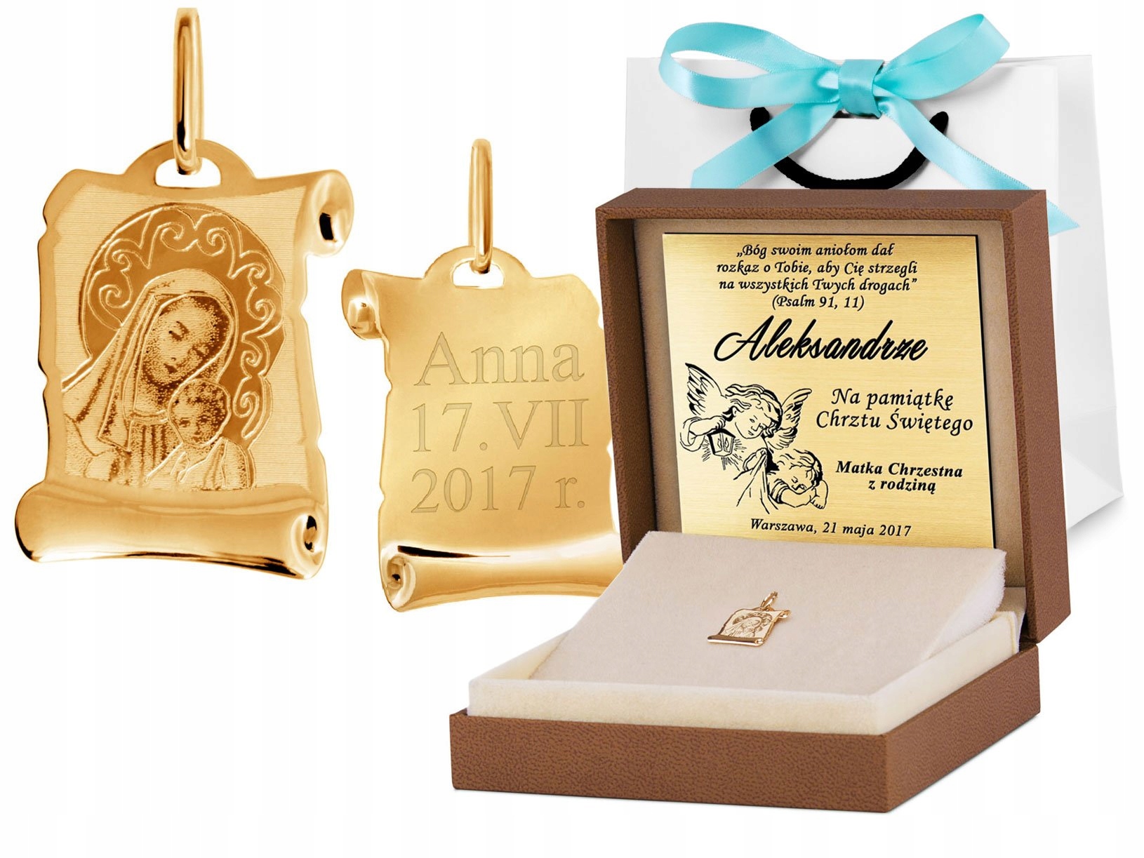 

Złota Medalik 333 Matka Boska Grawer Prezent