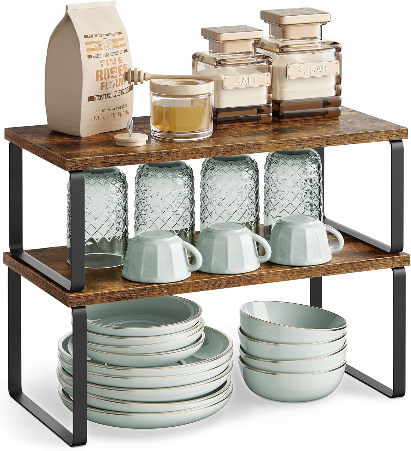 Kuchyňské Police Organizér Komplet 2 Styl Loft Rustikální 40 cm