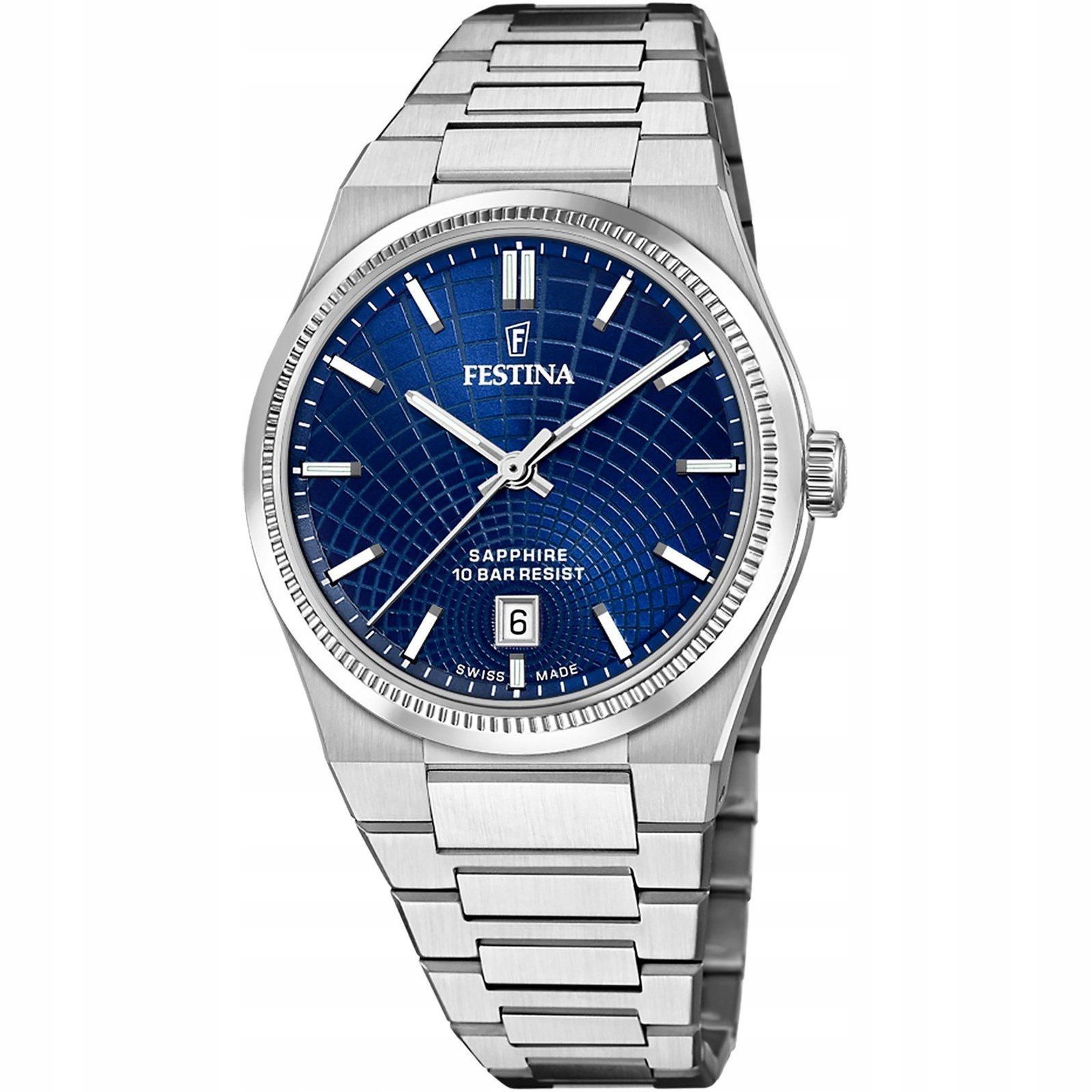 Festina Swiss Made 20051/4 Stříbrné hodinky s modrým ciferníkem