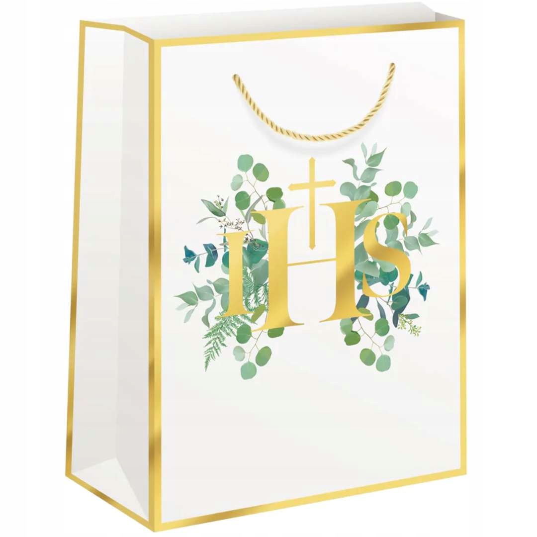 TOREBKA prezentowa KOMUNIA ŚWIĘTA papierowa biała