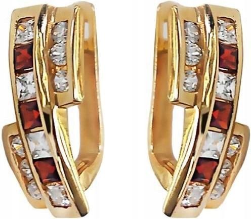 Zlaté náušnice se zirkony dámské 585 červené bílé 4,14g anglické 14k