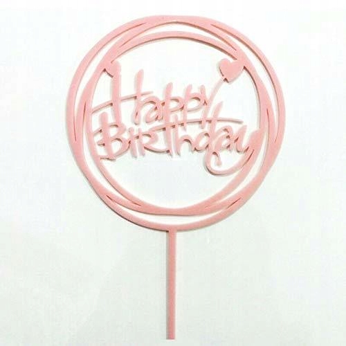 

Topper na Tort Urodziny Happy Birthday Różowy
