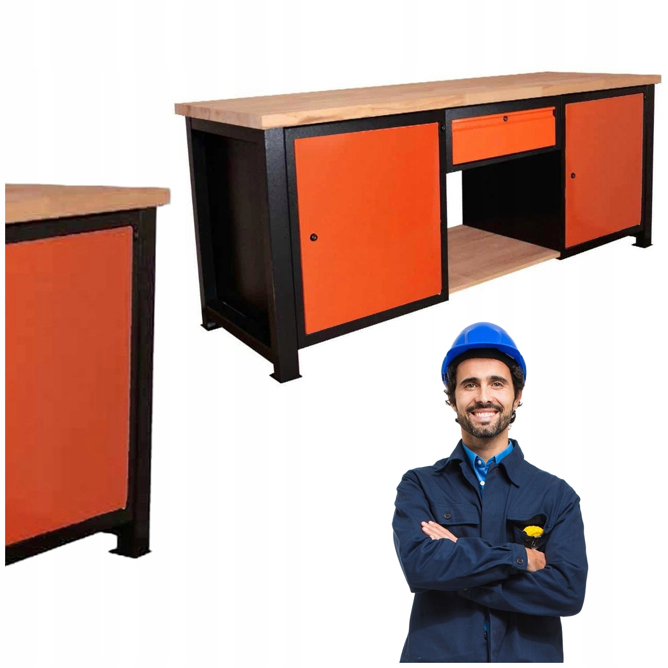 STÓŁ WARSZTATOWY GARAŻOWY ROBOCZY PRZEMYSŁOWY MOCNY METALOWY 210X68X83CM